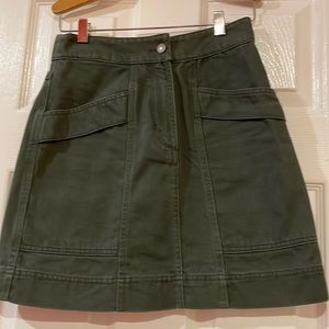 Olive Green Denim Utility Skirt